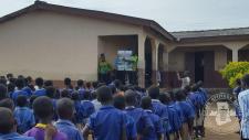 Sensitisation and awareness messages to schools in Apam.
