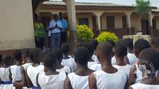 Sensitisation and awareness messages to schools in Apam.